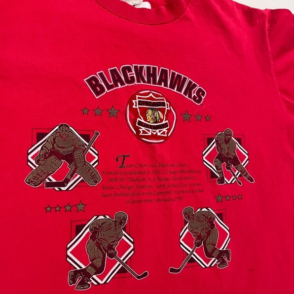 Vintage 1990s single stitch Nutmeg Chicago Blackhawks embroidered T-shirt - Picture 2 of 5